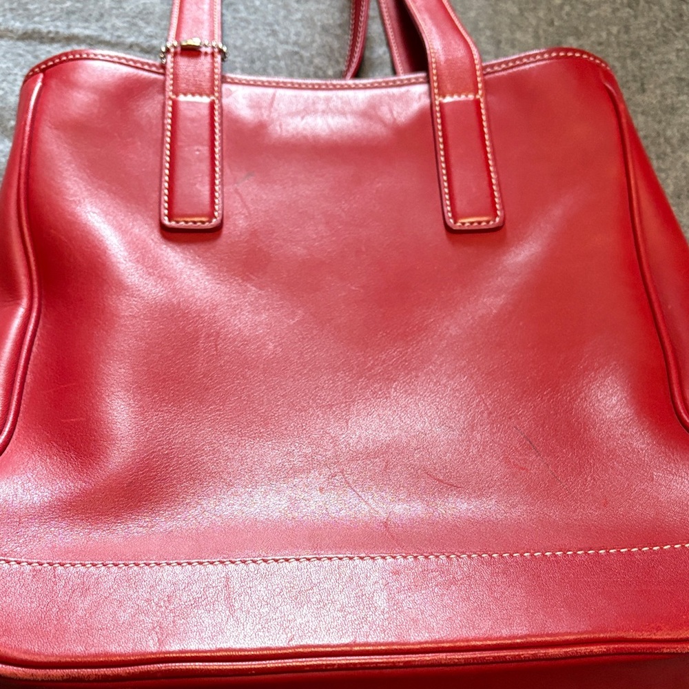 Coach Red Leather Tote Bag - Picture 4 of 16